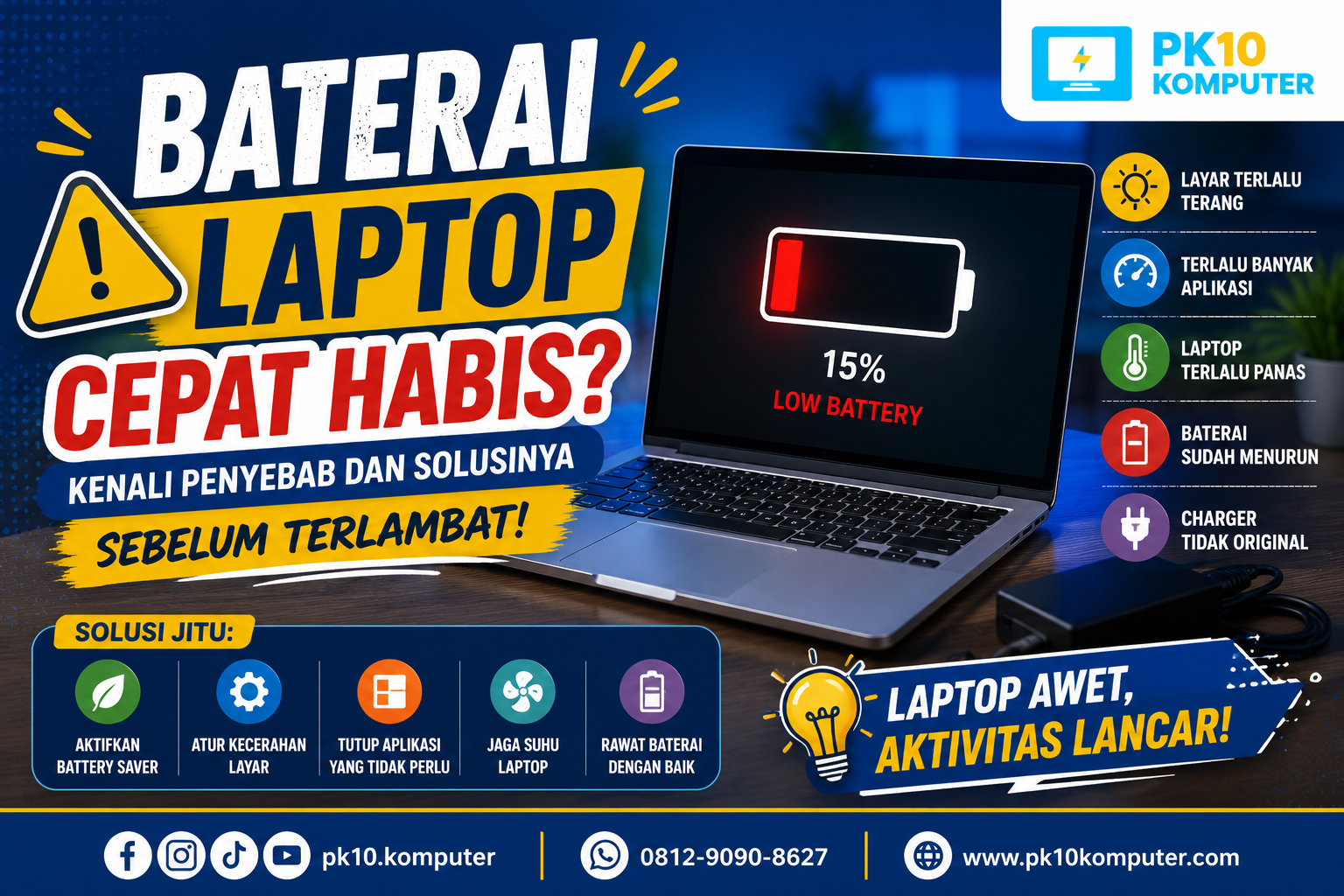 Baterai Laptop Cepat habis? Ini Solusinya