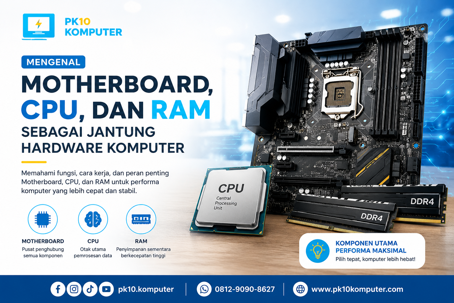 Mengenal Motherboard, CPU, dan RAM sebagai Jantung Hardware Komputer