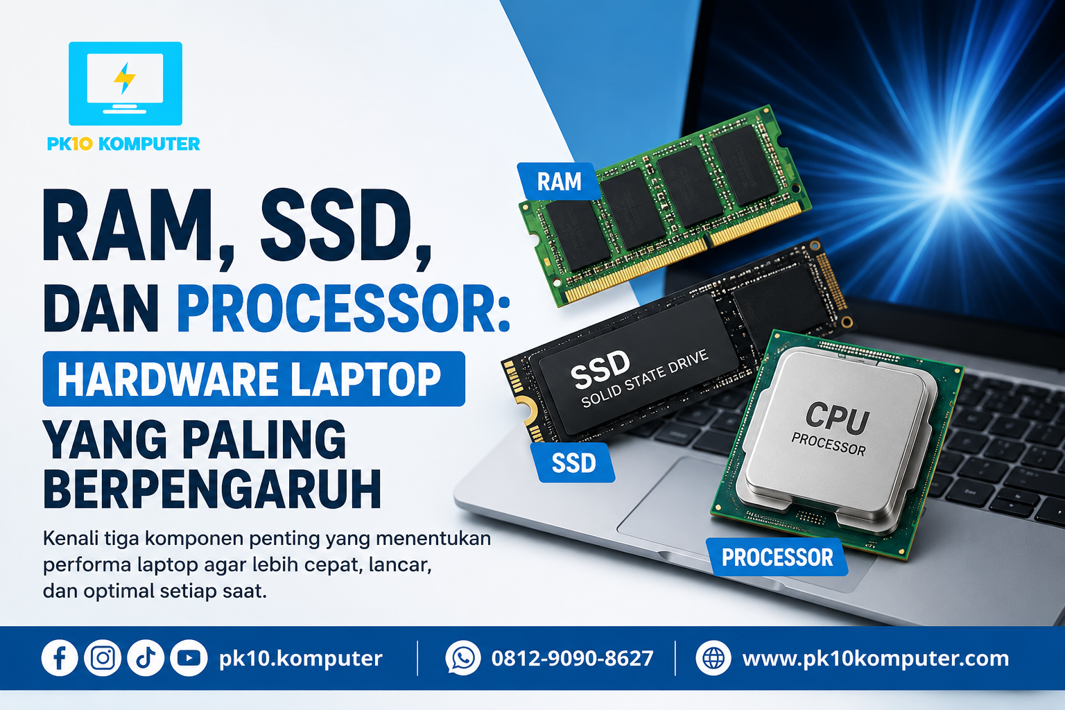 RAM, SSD, dan Processor Hardware Laptop yang Paling Berpengaruh