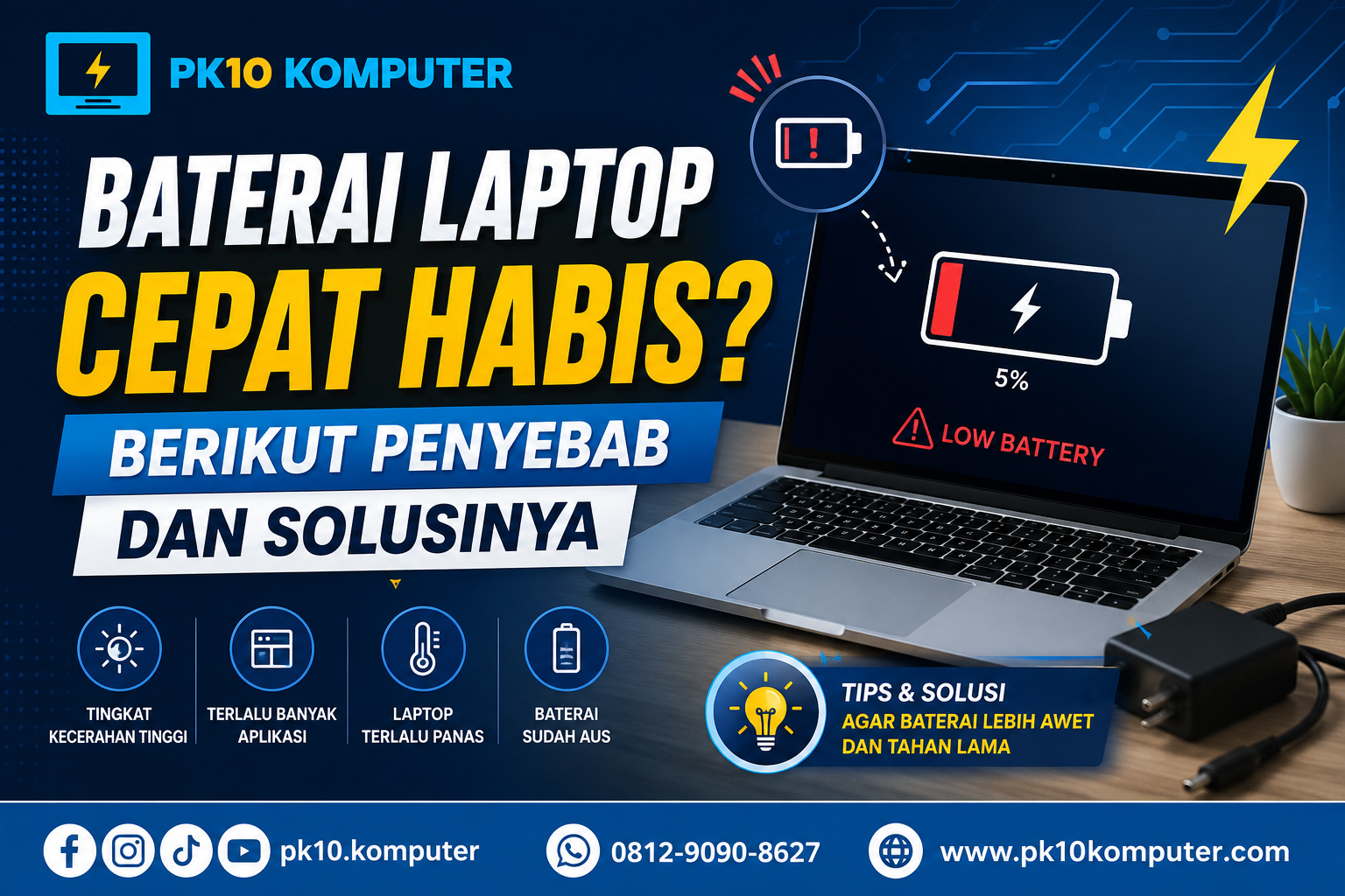 Baterai Laptop Cepat Habis Berikut Penyebab dan Solusinya