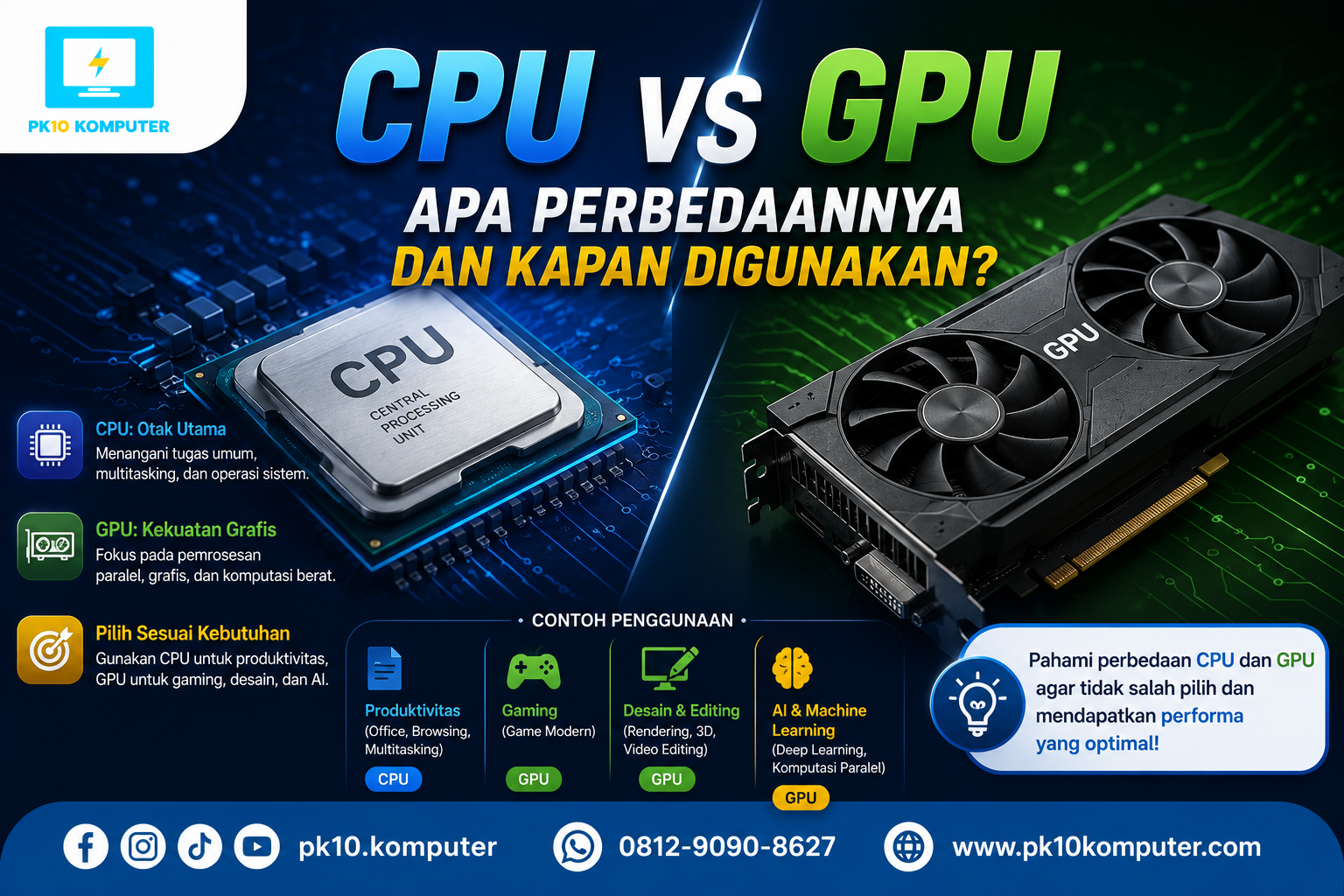 CPU vs GPU Apa Perbedaannya dan Kapan Digunakan