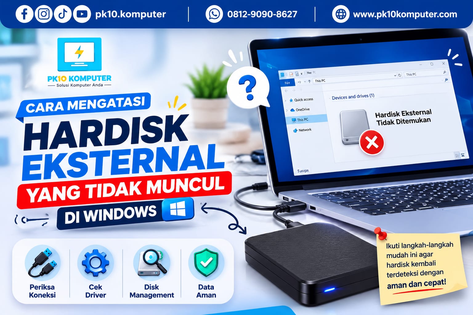 Cara Mengatasi Hardisk Eksternal yang Tidak Muncul di Windows