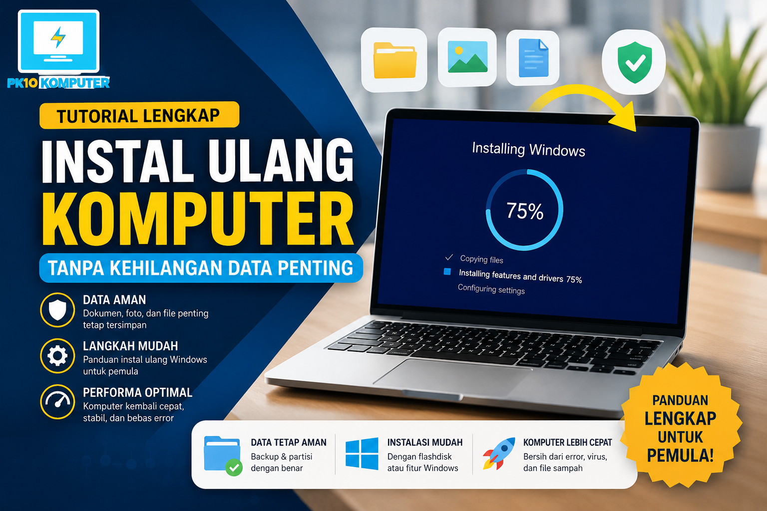 Kabar baiknya, instal ulang komputer tidak selalu berarti semua data akan terhapus. Dengan persiapan yang tepat dan mengikuti langkah-langkah yang benar, Anda dapat memasang ulang Windows tanpa kehilangan data penting. Artikel ini membahas secara lengkap cara instal ulang komputer dengan aman, mulai dari persiapan, proses instalasi, hingga langkah setelah instal ulang agar komputer kembali bekerja secara optimal.