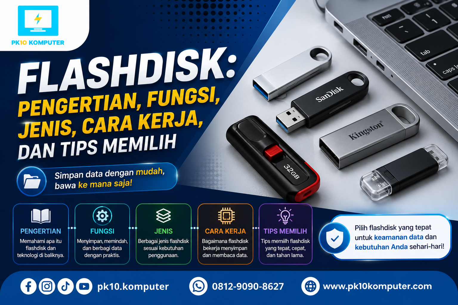 Flashdisk Pengertian, Fungsi, Jenis, Cara Kerja, dan Tips Memilih