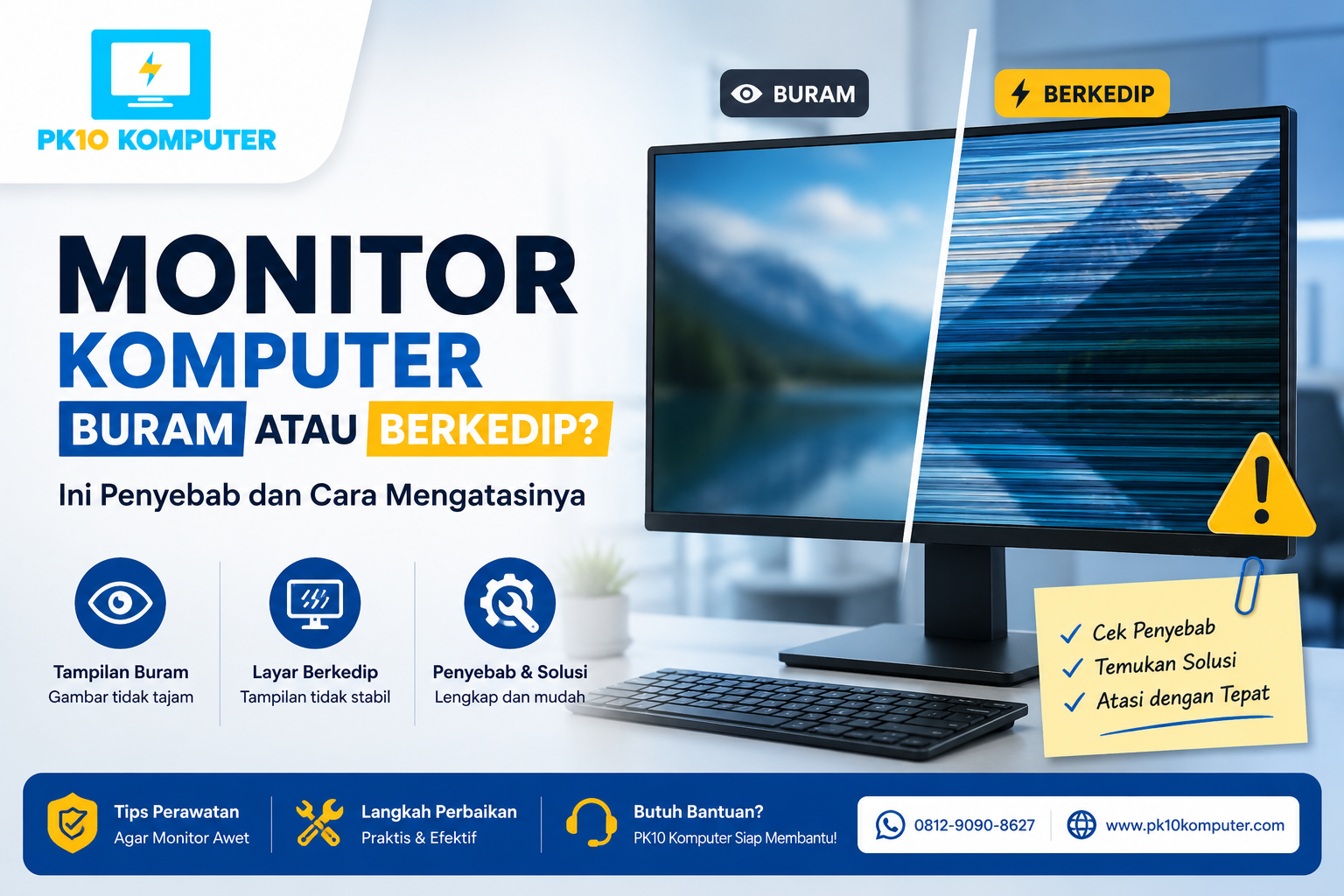 Monitor Komputer Buram atau Berkedip Ini Penyebab dan Cara Mengatasinya