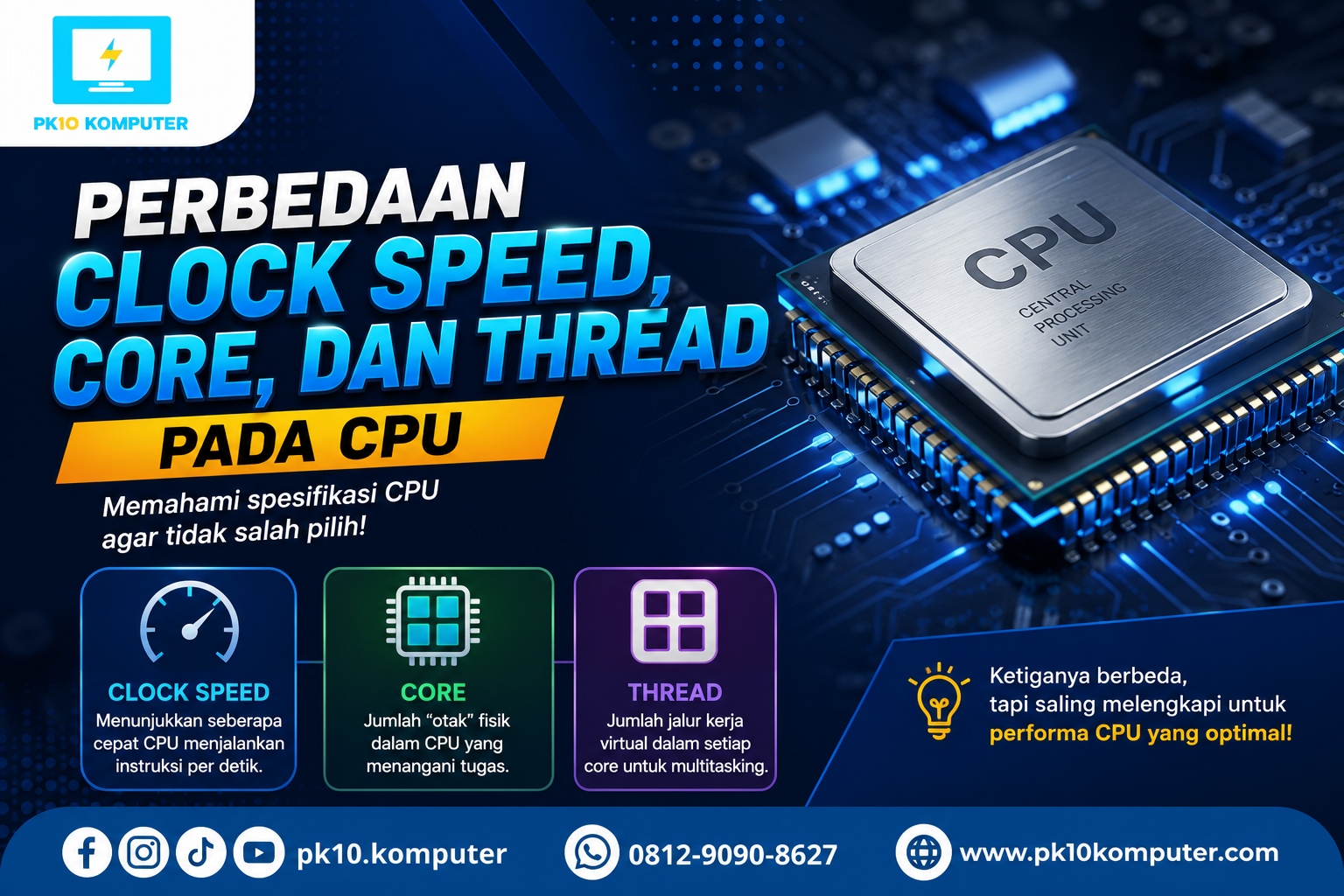Perbedaan Clock Speed, Core, dan Thread pada CPU