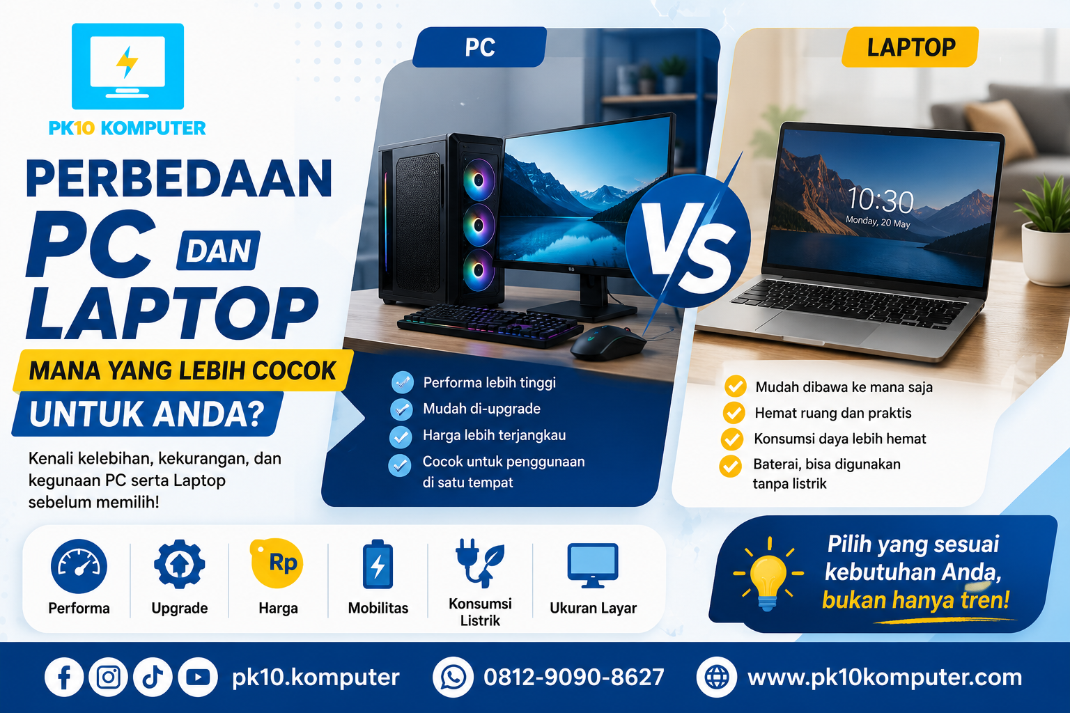 Perbedaan PC dan Laptop Mana yang Lebih Cocok untuk Anda