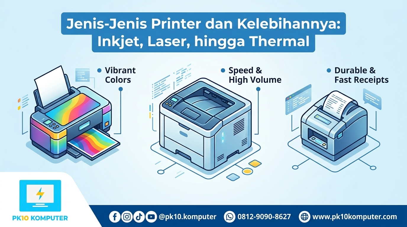 Jenis-Jenis Printer dan Kelebihannya Inkjet, Laser, hingga Thermal