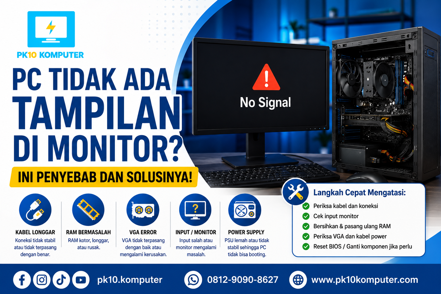 PC Tidak Ada Tampilan di Monitor Ini Penyebab dan Solusinya