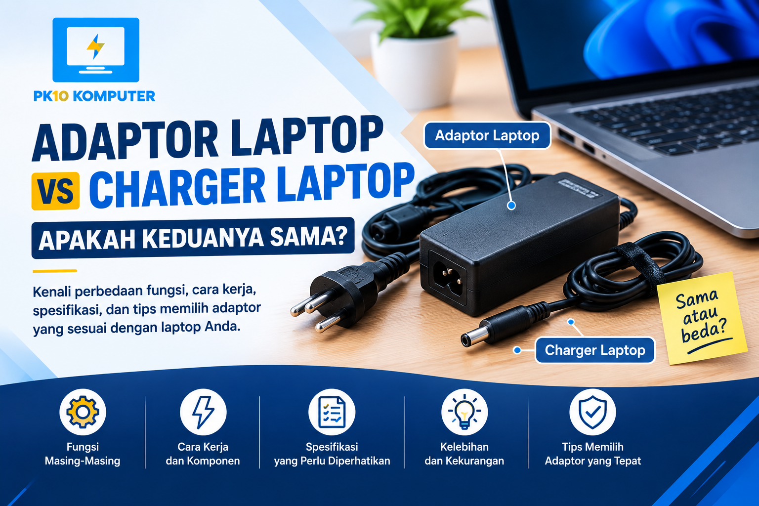 Adaptor Laptop vs Charger Laptop, Apakah Keduanya Sama