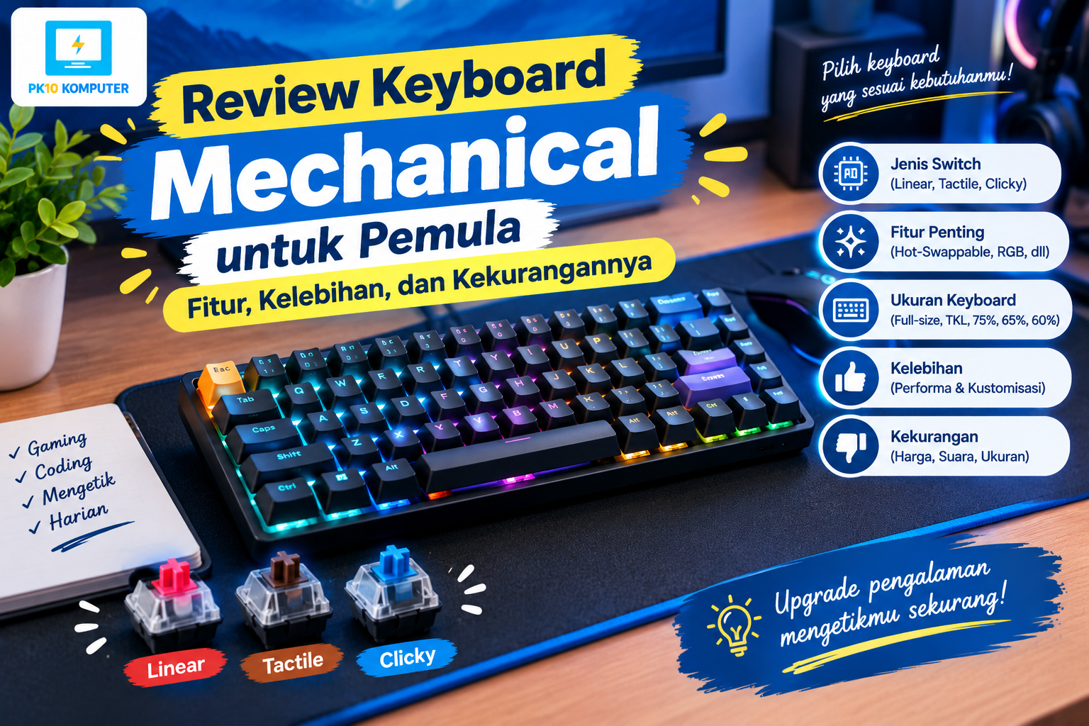 Review keyboard mechanical untuk pemula fitur kelebihan dan kekurangan