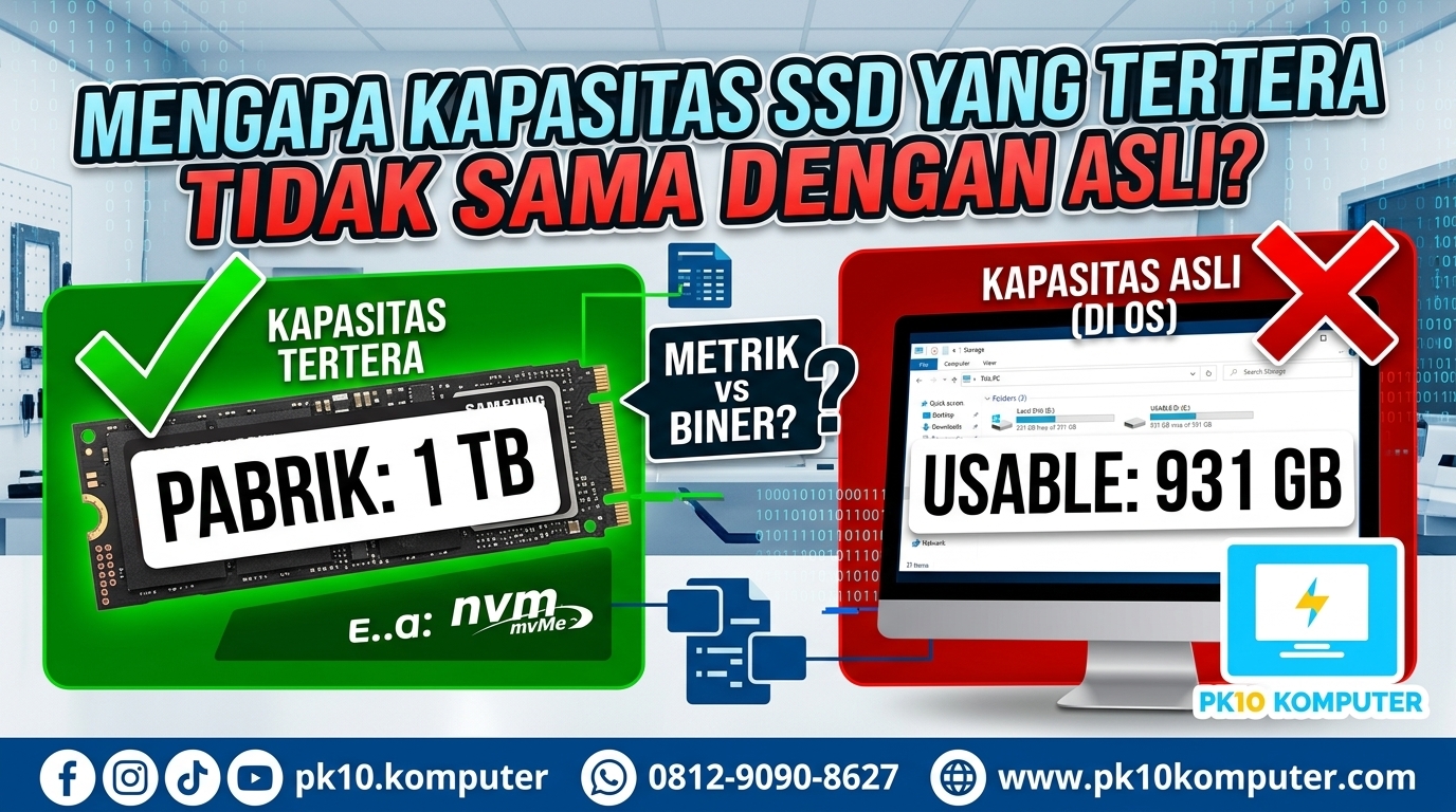 Mengapa Kapasitas SSD yang Tertera Tidak Sama dengan Asli